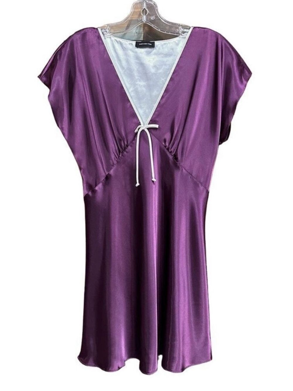 Vintage 90s grape Jones New York sateen Vneck nightwear dress Medium